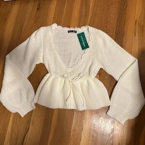 NWT Shein White Knit Sweater
